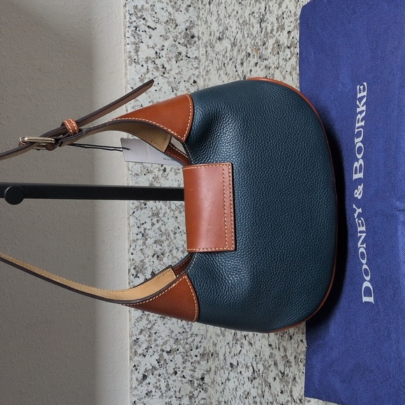 Dooney & Bourke Turnlock Hobo And Small Card Case Wallet Set Teal Leather NWT - Picture 5 of 13